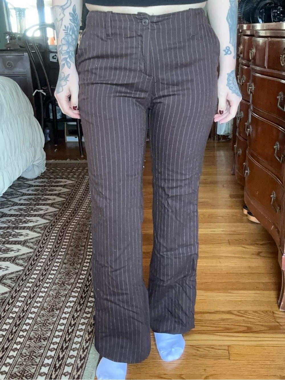 GAP Brown Pinstripe Bootcut Trousers